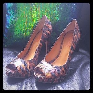 Michael Kors Leopard Peep Toe Heels (8.5)